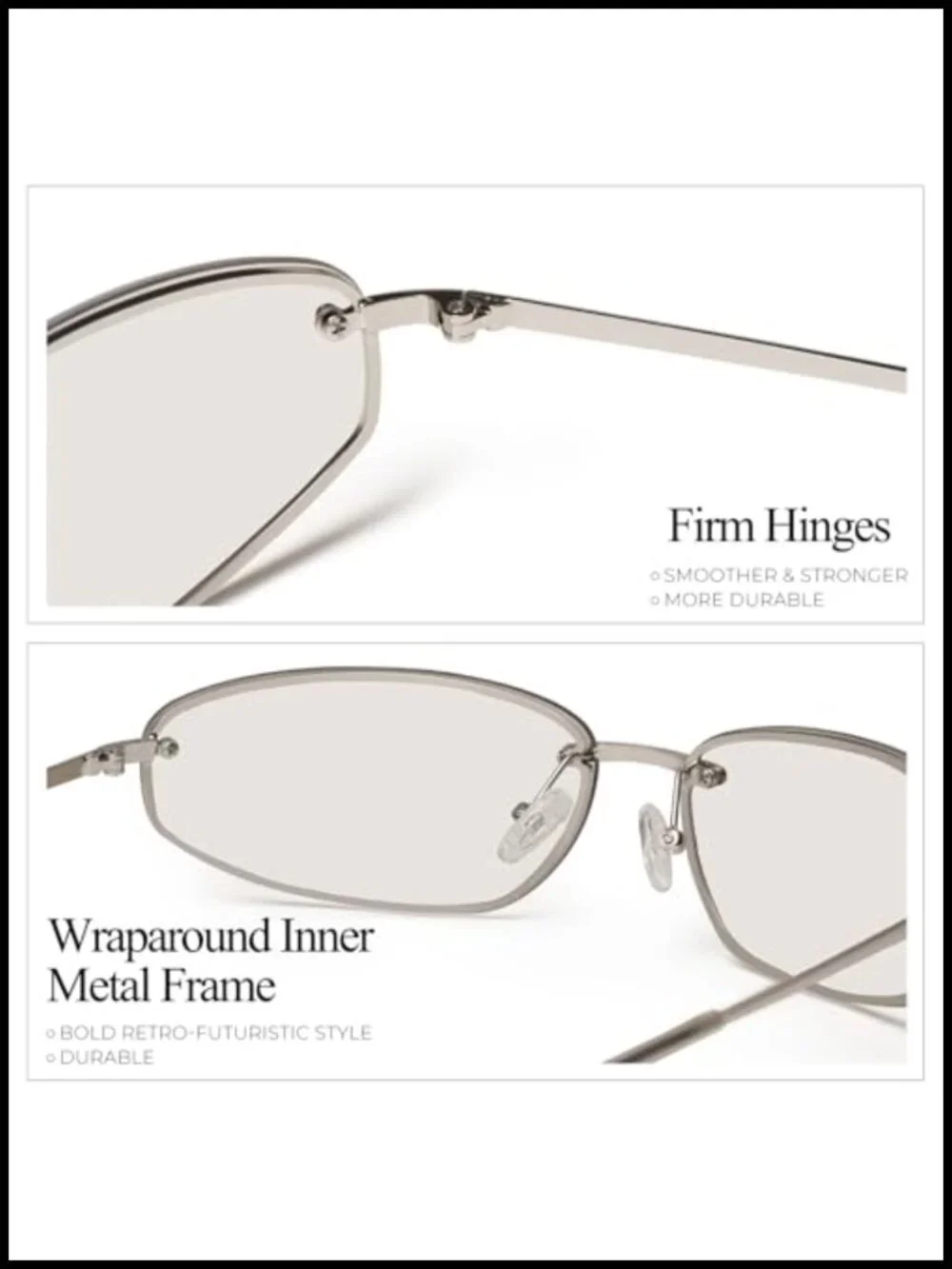 Retro Y2K Wrap Sunglasses UV400 Protection Metal Frame Oval Shape